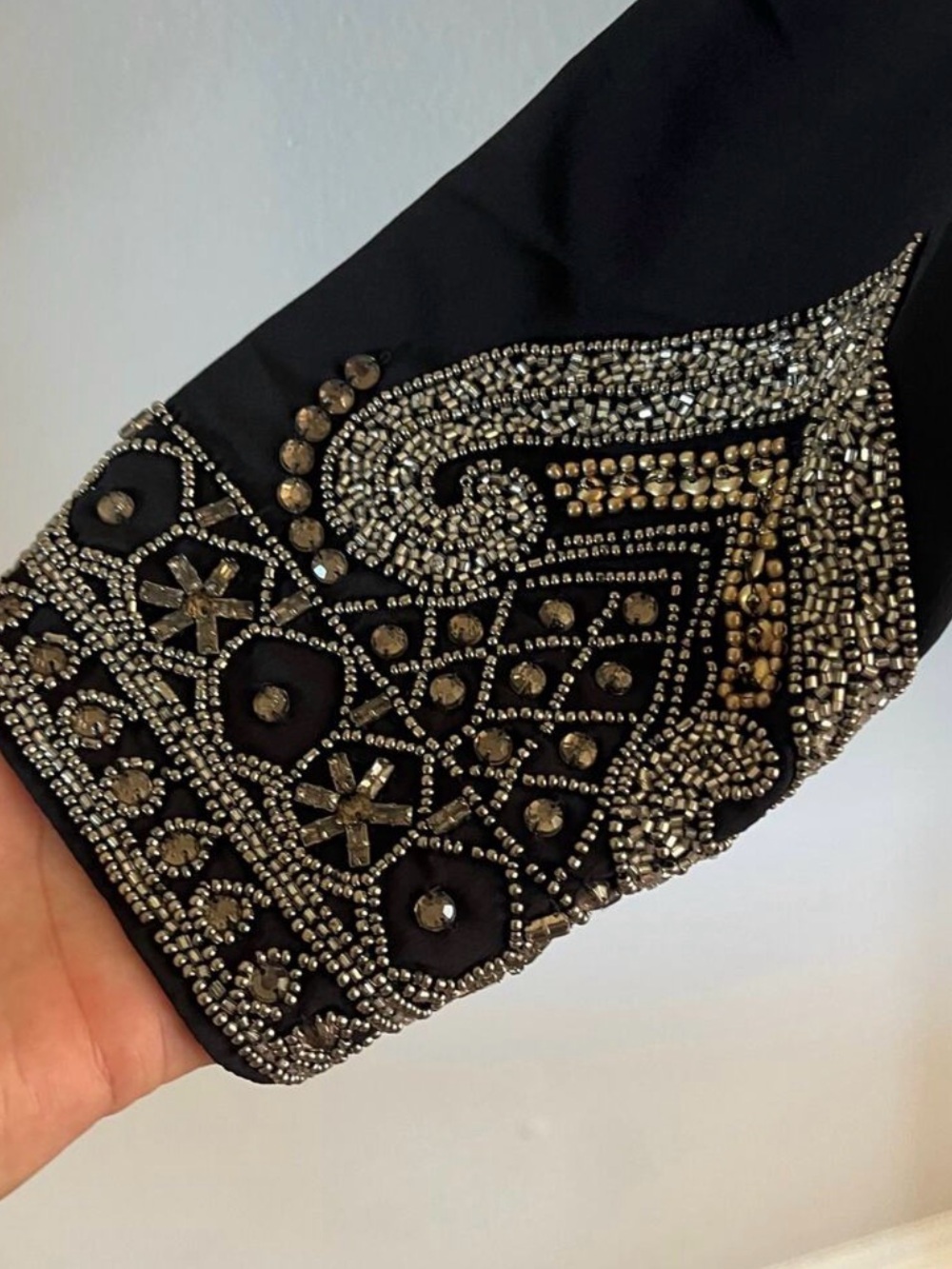 Soft Surroundings Black Embellished Open Front Jacket with Silver Beading - Picture 4 of 5